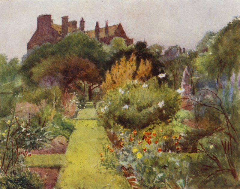 Physicke Garden, Chelsea, View of Garden (colour litho) 作者 杰西·麦格雷戈