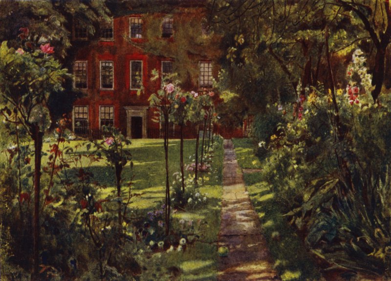 Walpole House, View of House and Garden (colour litho) 作者 杰西·麦格雷戈