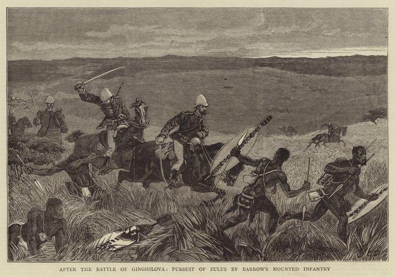 在Ginghilova战役之后，Barrow的骑兵步兵追击Zulus 作者 约翰·查尔斯·多尔曼