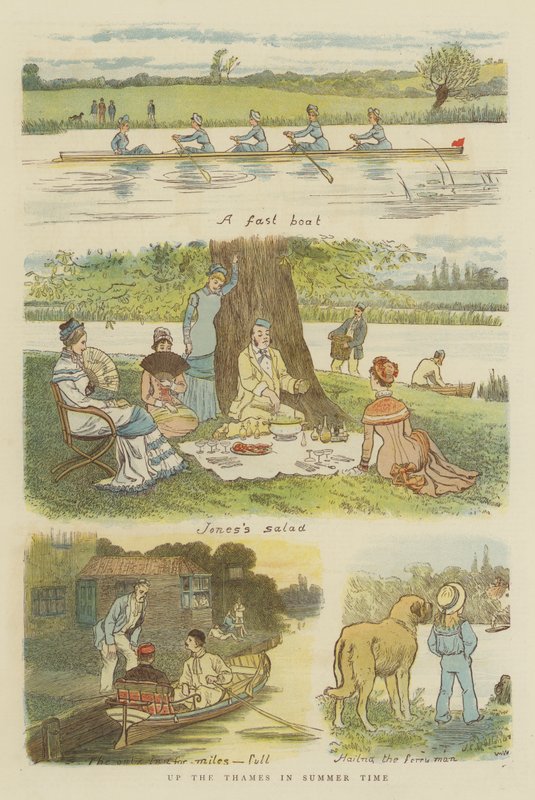 在夏令时上升泰晤士河（chromolitho） 作者 约翰·查尔斯·多尔曼