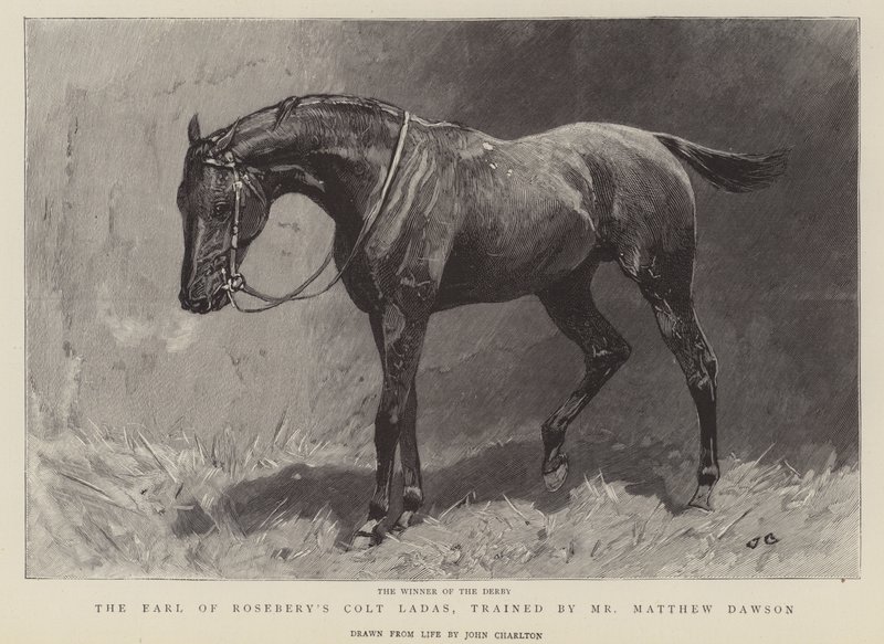 德比的获胜者，罗伯特里伯爵的Colt Ladas，由Matthew Dawson先生训练 作者 约翰·查尔顿