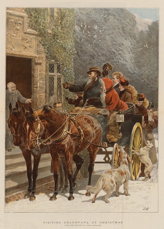 在圣诞节参观Grandpapa（chromolitho） 作者 约翰·查尔顿