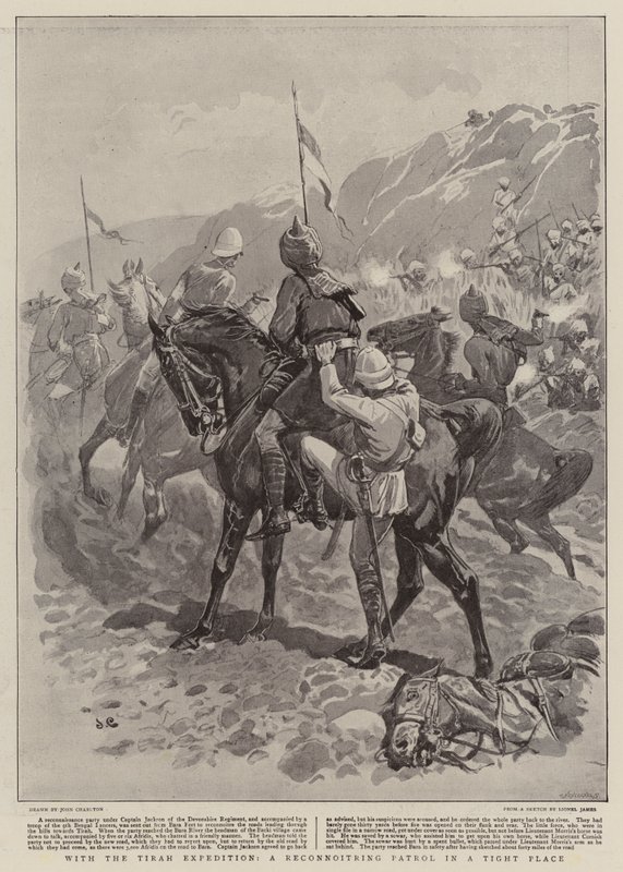 随着Tirah Expedition，在一个紧凑的地方进行一次侦察巡逻 作者 约翰·查尔顿