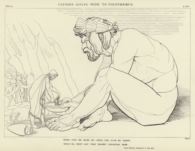 尤利西斯将葡萄酒送给Polyphemus 作者 约翰·弗拉克斯曼