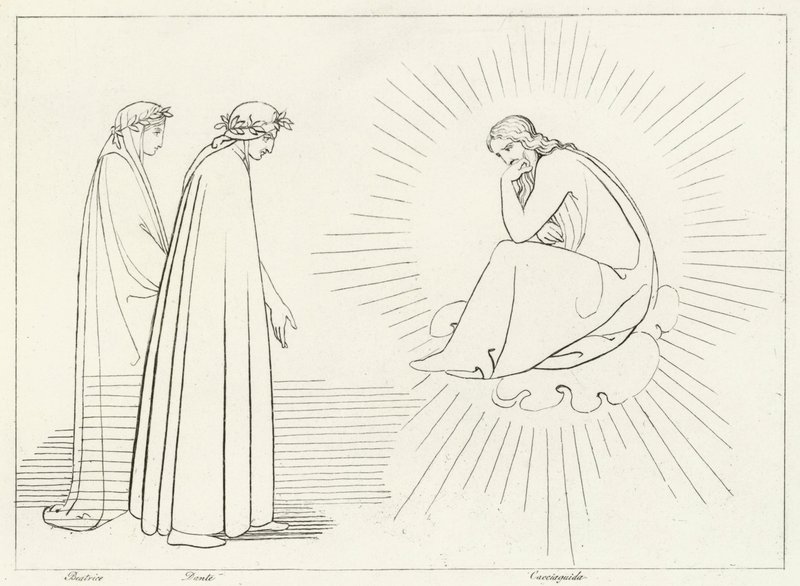 Dante Discoursing with Cacciaguida, Paradise, Canto 17 (engraving) 作者 约翰（后）弗拉克斯曼