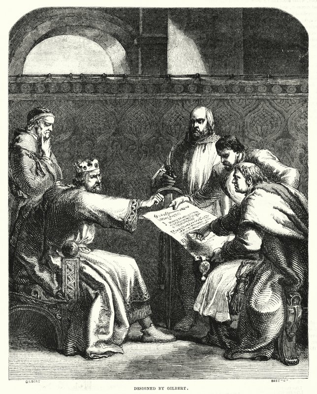 King John refusing to sign the Magna Charta at Oxford, in 1215 (engraving) 作者 约翰（后）吉尔伯特