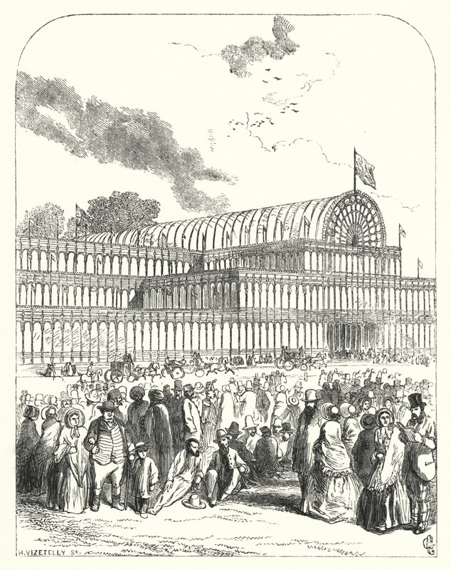 位于伦敦海德公园的水晶宫，1851年大展的会场，由约瑟夫-帕克斯顿和查尔斯-福克斯设计（雕刻）。 作者 约翰（后）吉尔伯特