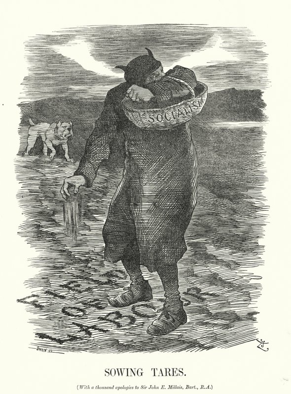 打孔卡通：播种稗子——对社会主义在英国工人中传播的恐惧（版画） 作者 约翰（后）坦尼尔