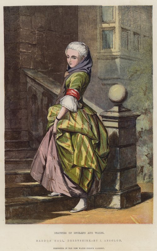 英格兰和威尔士的美女，Haddon Hall，德比郡（chromolitho） 作者 约翰·阿布索隆