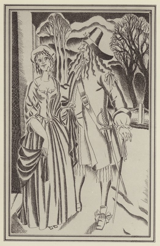 丹尼尔·笛福 (Daniel Defoe) 为摩尔·弗兰德斯 (Moll Flanders) 绘制的插图（平版印刷） 作者 约翰奥斯汀