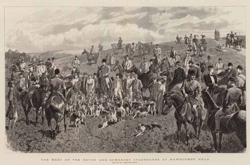 Hawkcombe Head的Devon和Somerset Staghounds会面 作者 约翰·查尔顿