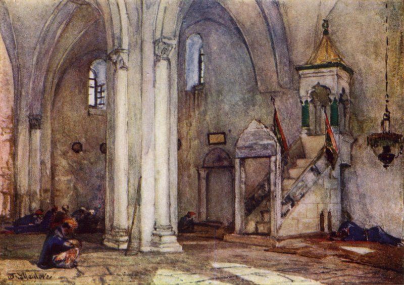 Interior of Mosque at Samaria (colour litho) 作者 约翰·富利洛夫