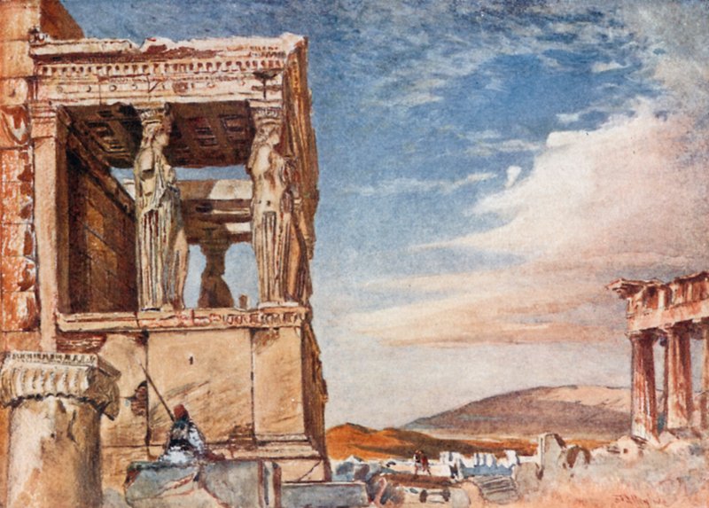 来自西方的Erechtheum的Caryatid Portico 作者 约翰·富利洛夫
