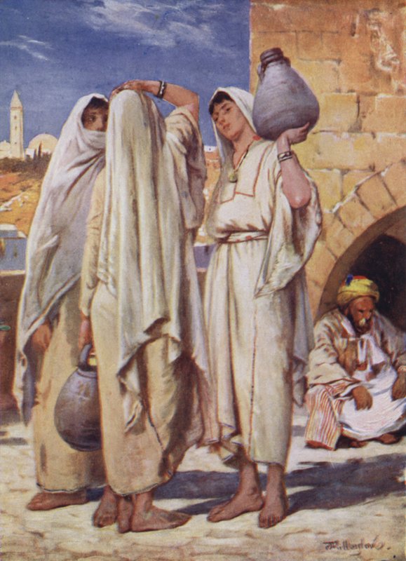 The Holy Land: Syrian Women at a Well (colour litho) 作者 约翰·富利洛夫