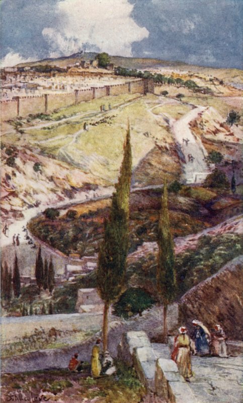The North East end of Jerusalem and Mizpah, from the Mount of Olives (colour litho) 作者 约翰·富利洛夫