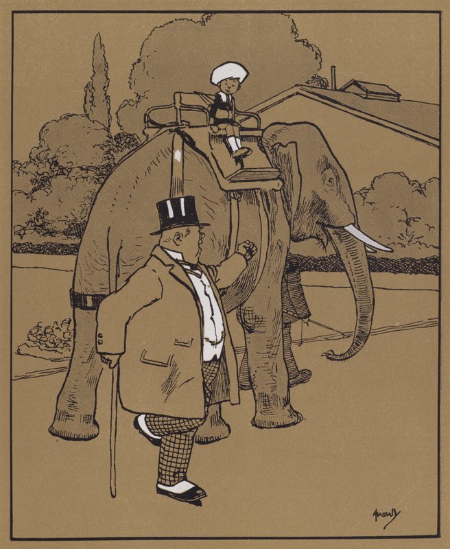 "他称大象为哑兽什么的"（彩色石版画） 作者 约翰·哈索尔