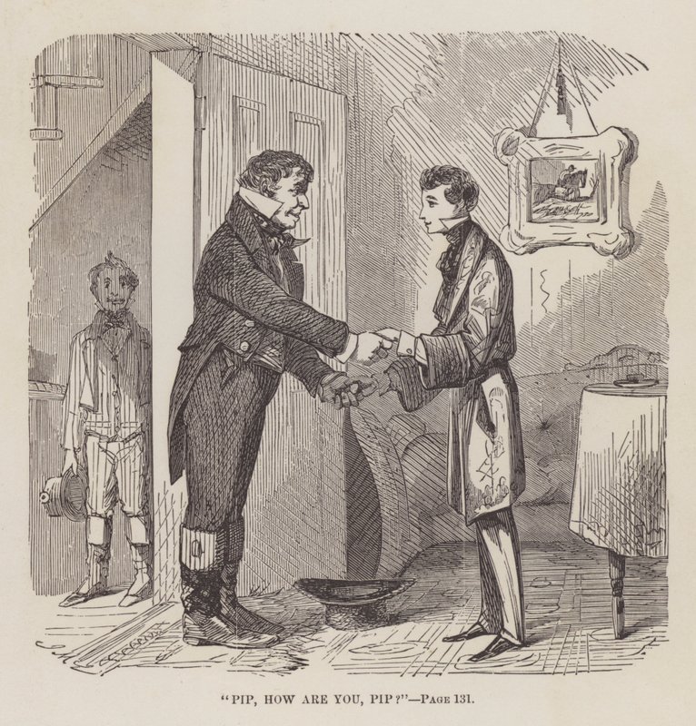 “Pip，你好吗Pip”，1861年Charles Dickens的“远大前程”插图 作者 约翰·麦克莱南