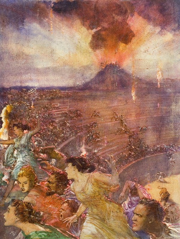 维苏威火山喷发（水粉画纸） 作者 约翰·米勒·瓦茨