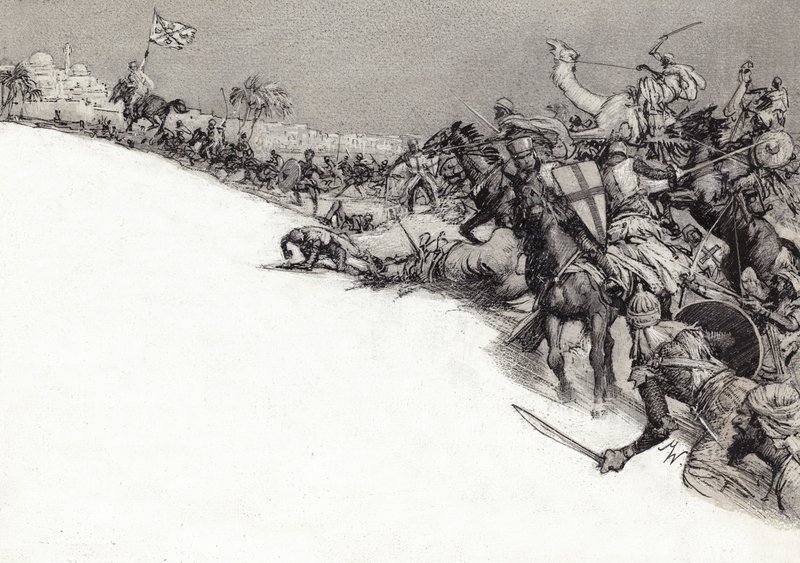 萨拉森人进攻耶路撒冷（水粉画，纸上） 作者 约翰·米勒·瓦茨