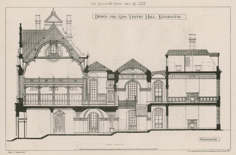 设计新的Vestry Hall，肯辛顿 作者 约翰·奥尔德里德·斯科特