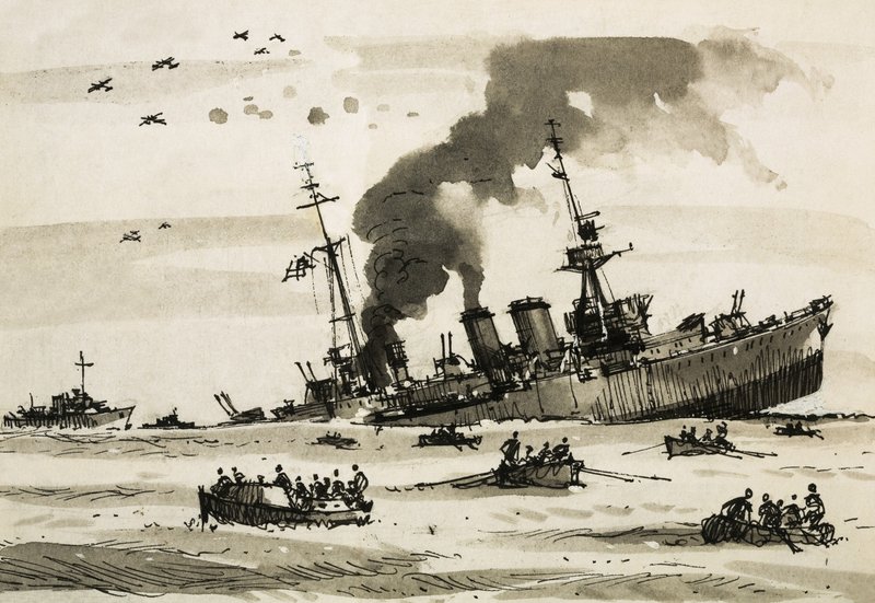 1942 年马耳他行动后，开罗号被英国驱逐舰击沉 作者 约翰·S·史密斯