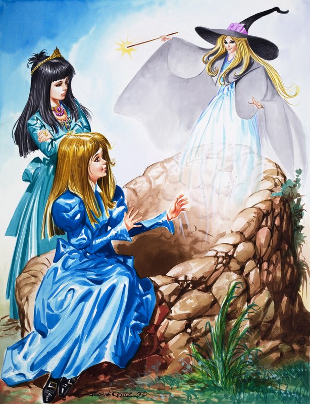 与仙女在一起的女孩（水粉画，纸本） 作者 何塞·奥尔蒂斯