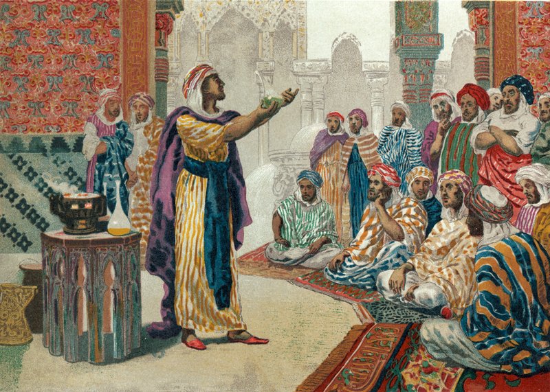 Jabir ibn Hayyan在Edesa教授化学 作者 Josep或Jose Planella Coromina
