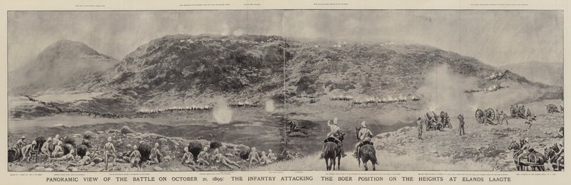战斗的全景1899年10月21日，步兵攻击Elands Laagte高地的波尔位置 作者 约瑟夫·纳什