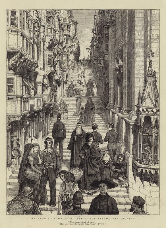 威尔士亲王在马耳他，Strada San Giovanni 作者 约瑟夫·纳什