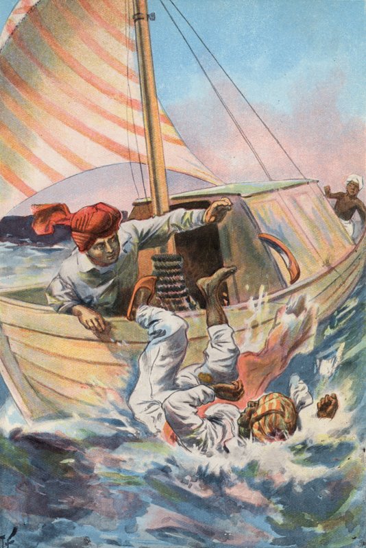 鲁滨逊漂流记》：我把摩尔人扔下了船（彩色石版画） 作者 约瑟夫·芬内莫尔（后）