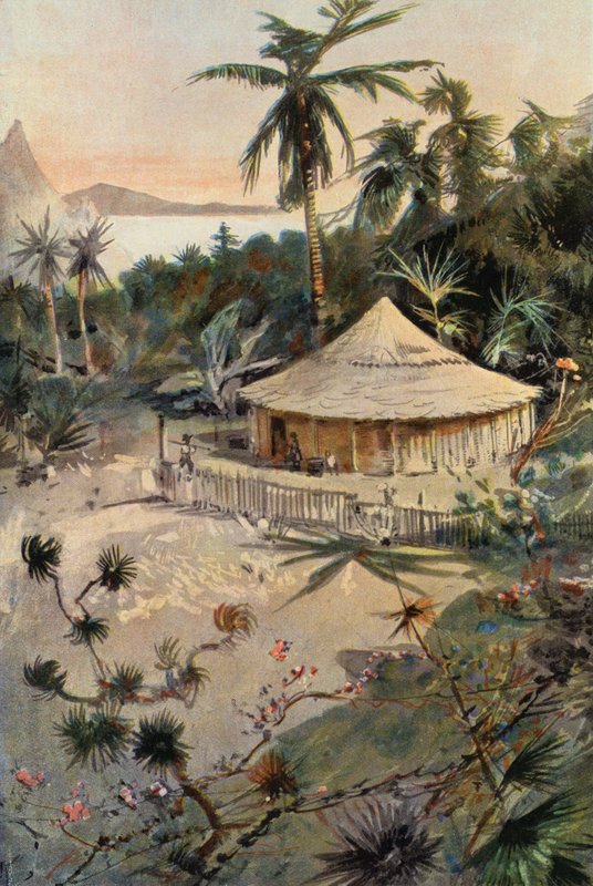 鲁滨逊漂流记》：威尔-阿特金斯的帐篷（彩色石版画） 作者 约瑟夫·芬内莫尔（后）