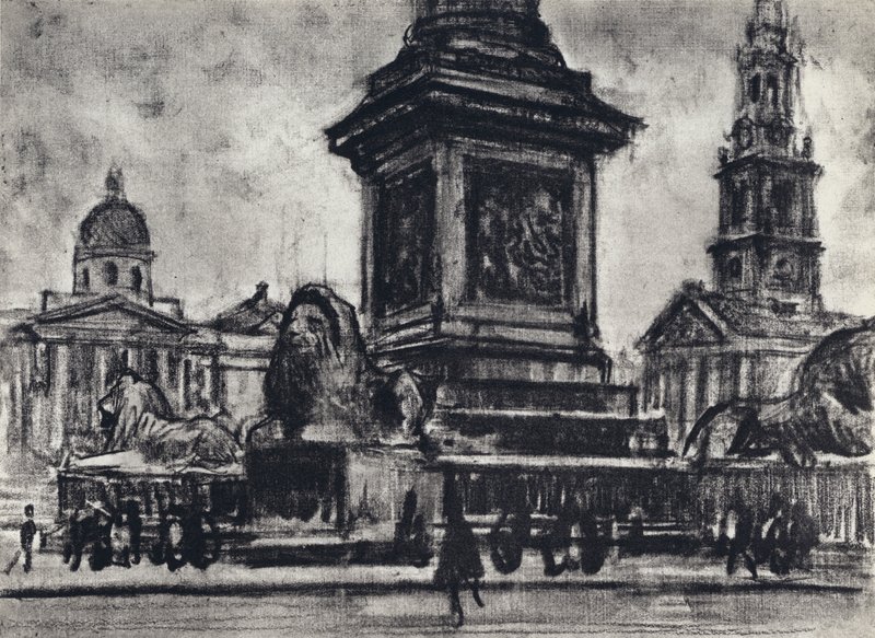 Lions, Trafalgar Square (litho) 作者 约瑟夫·佩内尔（之后）