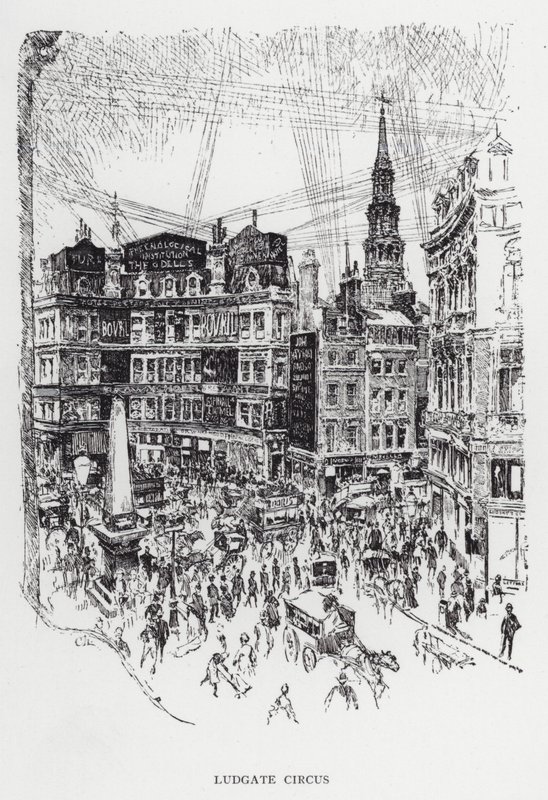 Ludgate Circus (litho) 作者 约瑟夫·佩内尔（之后）