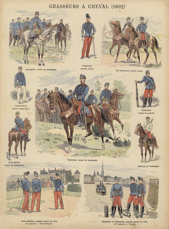 法国军队的 "骑士"（Chasseurs a cheval）。 作者 约瑟夫·查尔斯（之后）Beuzon