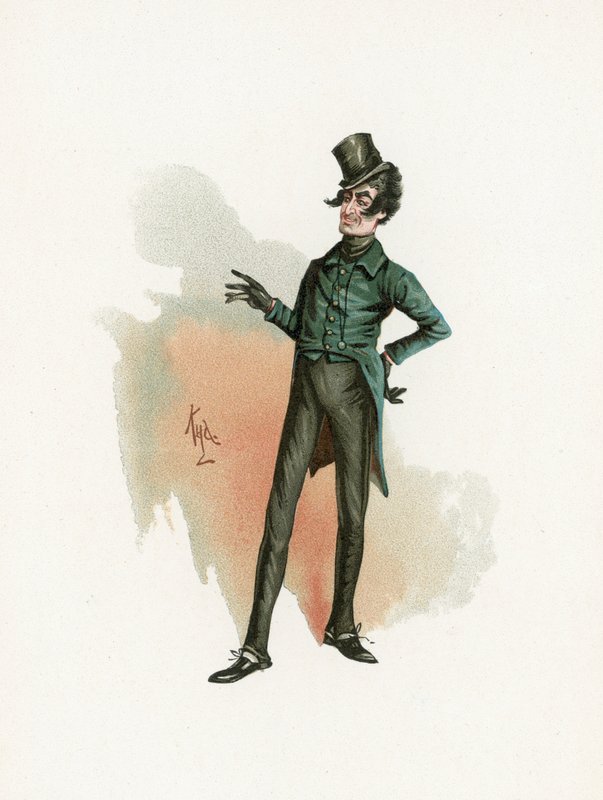 Alfred Jingle先生，来自查尔斯狄更斯的“人物素描”，1890年的插图 作者 约瑟夫·克莱顿·克拉克