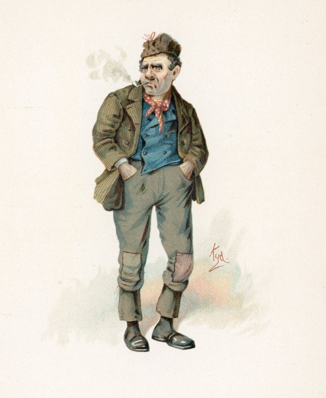 Roger&39;Rogue&39;Riderhood，插图来自查尔斯狄更斯的“人物素描”，1890年 作者 约瑟夫·克莱顿·克拉克