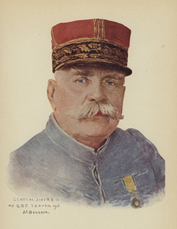法国将军约瑟夫-约瑟夫（Joseph Joffre）（彩色平版印刷）。 作者 约瑟夫·费利克斯·鲍彻（Joseph Felix Boucher）