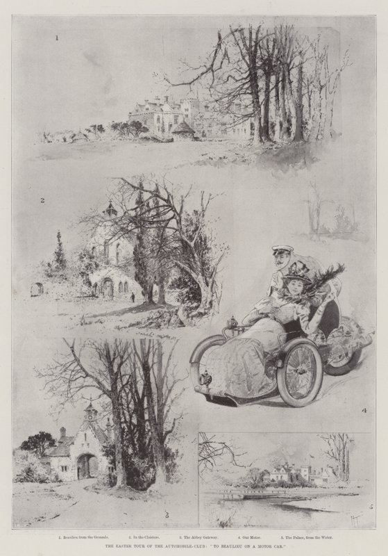 汽车俱乐部的复活节之旅，汽车上的Beaulieu 作者 约瑟夫·霍兰·特林厄姆