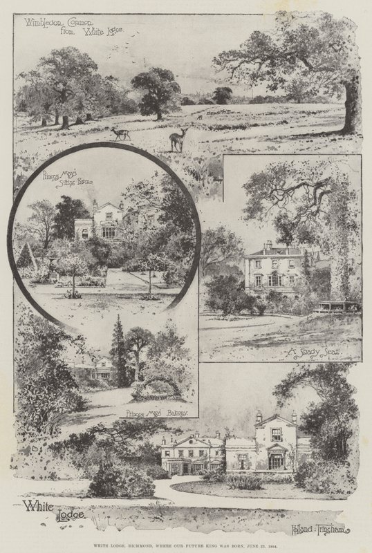 1894 年 6 月 23 日，里士满的怀特小屋，我们未来的国王出生的地方（雕刻） 作者 约瑟夫·霍兰·特林厄姆