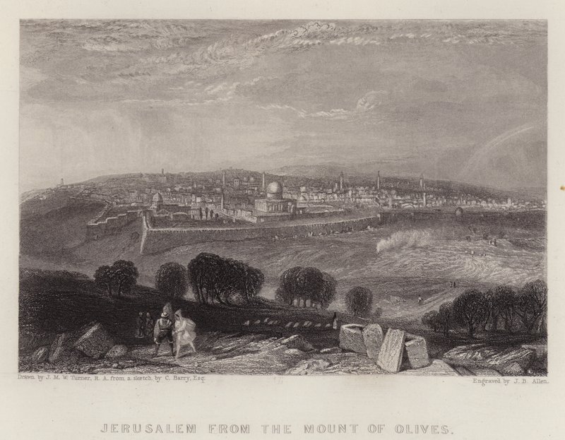 Jerusalem from the Mount of Olives (colour litho) 作者 约瑟夫·马洛德·威廉（继）·特纳