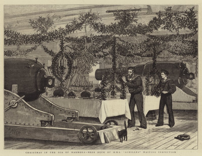 圣诞节在Marmora海，HMS阿基里斯的混乱甲板等待检查 作者 约瑟夫·纳什