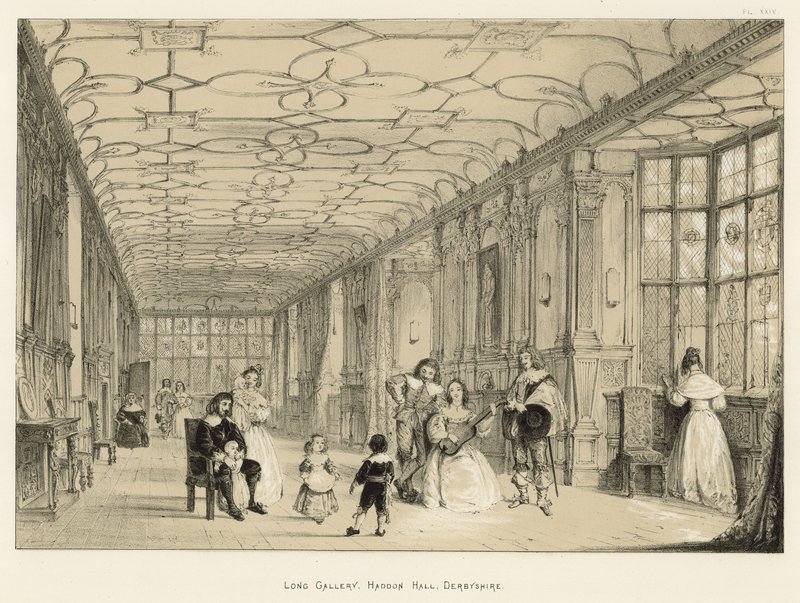 Long Gallery，Haddon Hall，Derbyshire 作者 约瑟夫·纳什