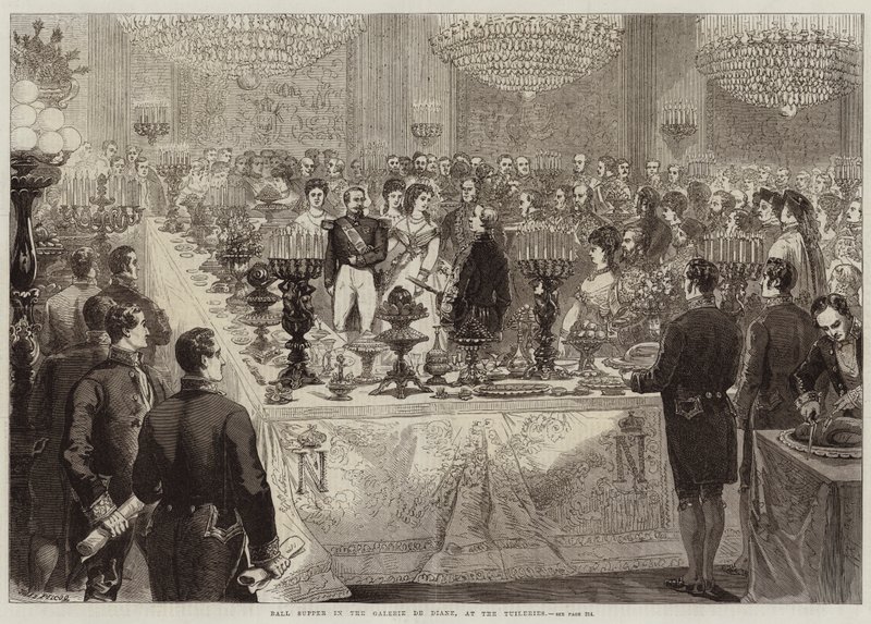 在杜乐丽花园的Galerie de Diane的Ball Supper 作者 朱尔斯·佩尔科克（Jules Pelcoq）