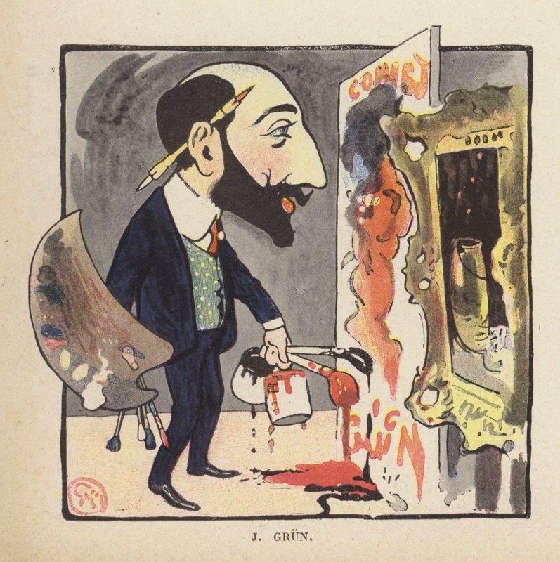 Self-portrait of French painter and illustrator Jean-Alexandre Grun (colour litho) 作者 朱尔斯·亚历山大·格鲁恩（Jules Alexandre Gruen）或格伦（Grun）
