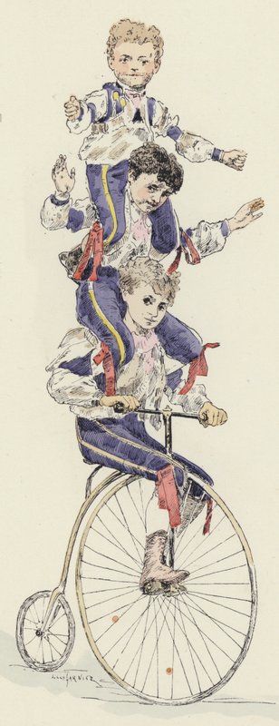 骑自行车的行为（彩色石版画） 作者 朱尔斯·阿森（后）卡尼尔