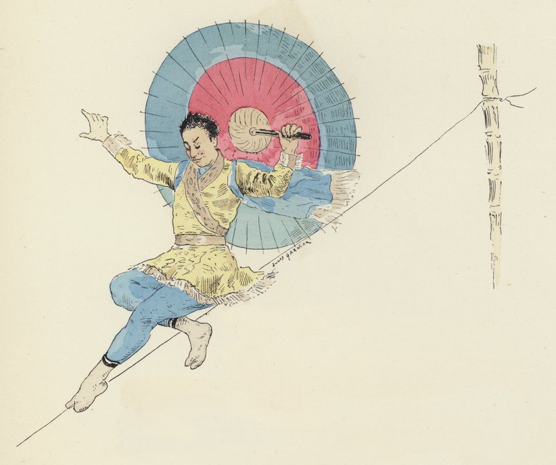 High-wire artist (colour litho) 作者 朱尔斯·阿森（后）卡尼尔