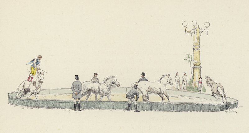 Horse act (colour litho) 作者 朱尔斯·阿森（后）卡尼尔