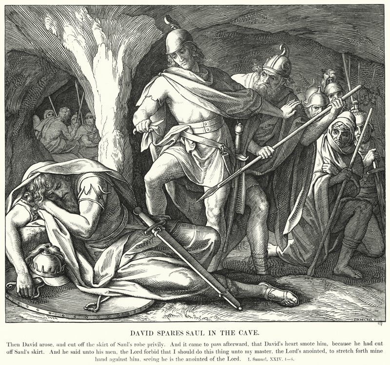 David Spares Saul in the Cave (雕刻) 作者 朱利叶斯（后）施诺尔·冯·卡洛斯菲尔德