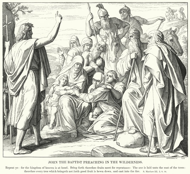 John the Baptist Preaching in the Wilderness (engraving) 作者 朱利叶斯（后）施诺尔·冯·卡洛斯菲尔德