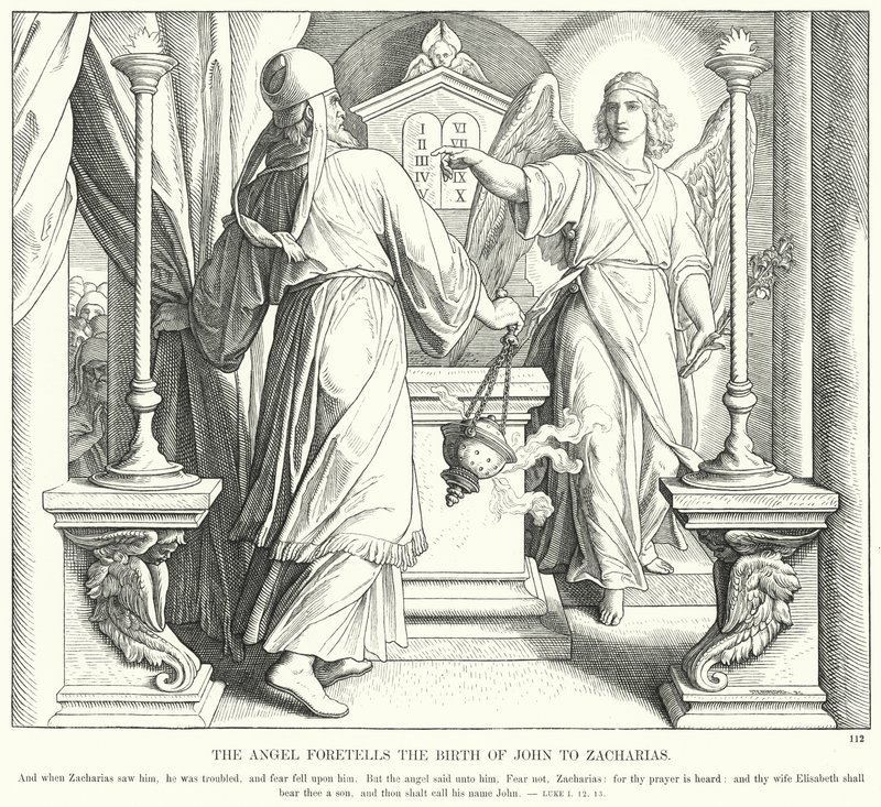 The Angel Foretells the Birth of John to Zacharias (engraving) 作者 朱利叶斯（后）施诺尔·冯·卡洛斯菲尔德